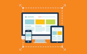 a graphic showcasing Appnet's responsive web design and how a site would look across three different screen sizes