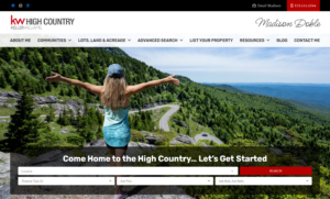 The homepage for NC Mountain Properties, a website designed by Appnet